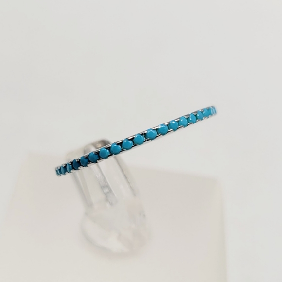 Sterling Silver Turquoise Eternity Band - Picture 13 of 16